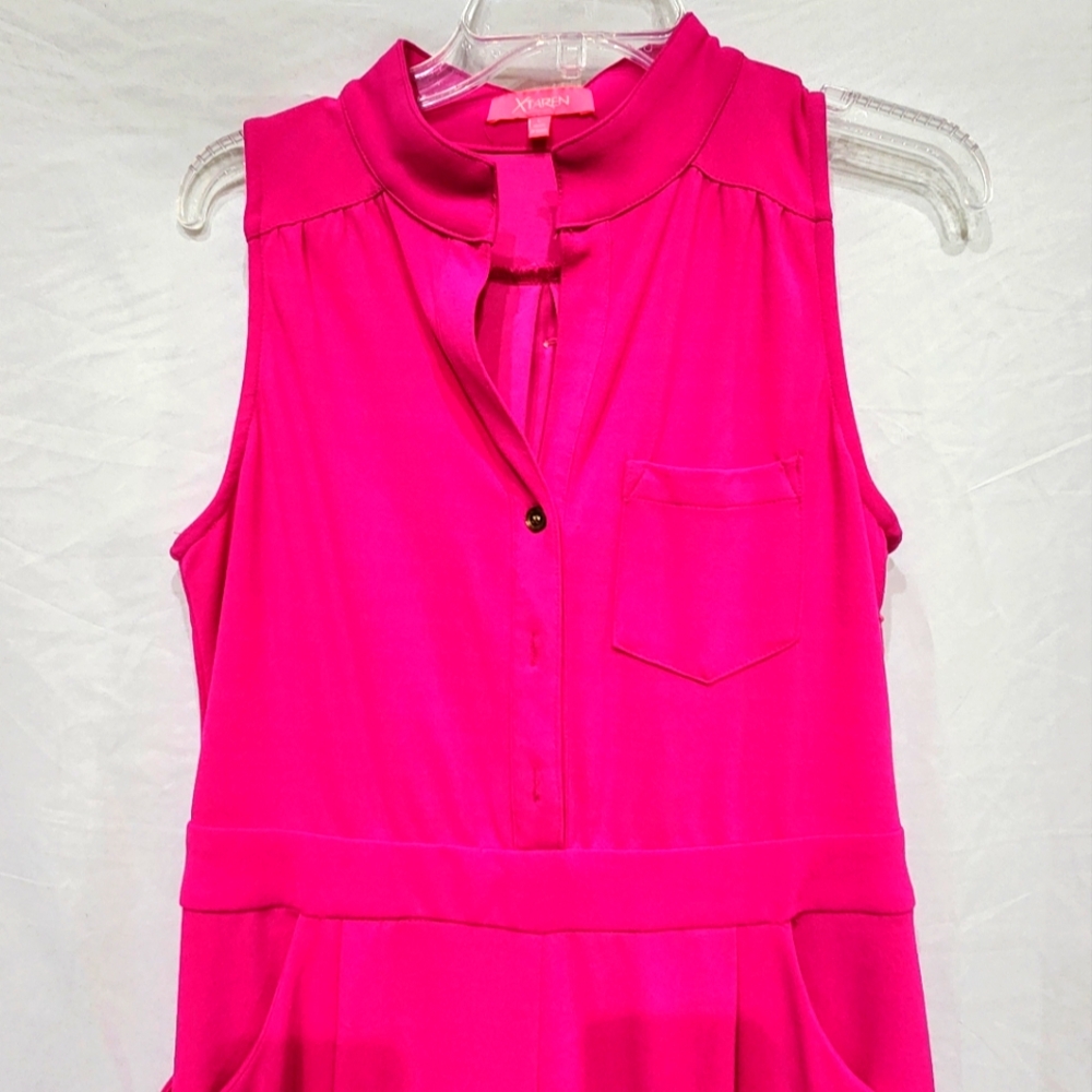 Xtaren wide leg sleeveless fuschia jumpsuit with pockets like new